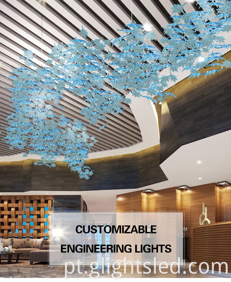 Hotel contemporâneo projetou decoração de interiores acrílico pingente de pingente de lustre